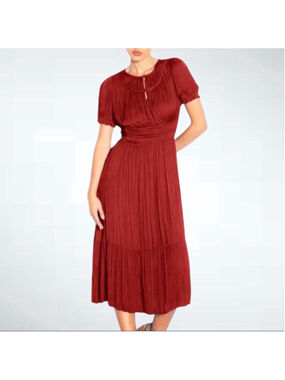 Anthropologie Current Air Brooklyn Midi Dress in Burgundy Size M